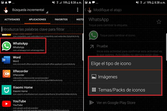 Pasos para modificar el icono de WhatsApp con la app QuickShortcutMaker