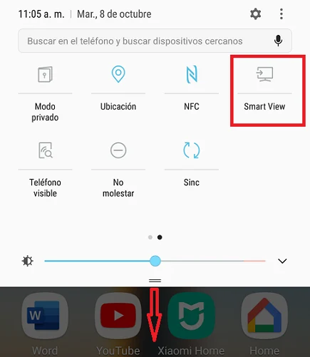 Icono Smart View en un smartphone Samsung