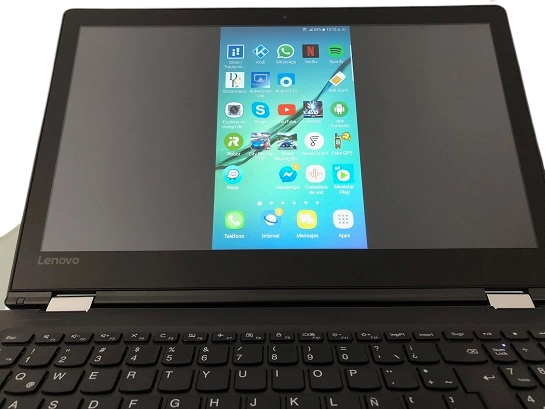 Visualización de la pantalla de un Android en una laptop con Windows 10.