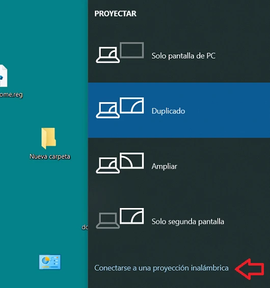 Menú Proyectar de Windows 10
