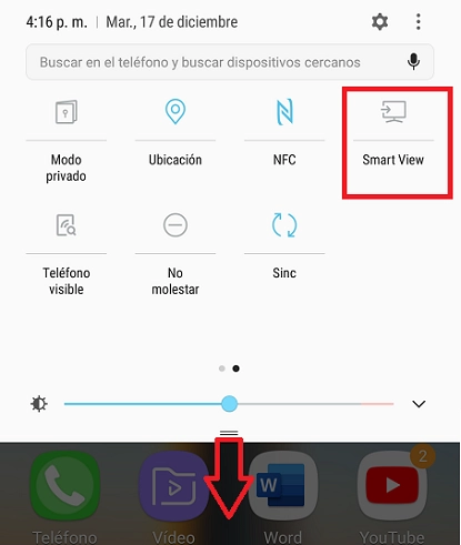 Icono Smart View en smartphone Samsung