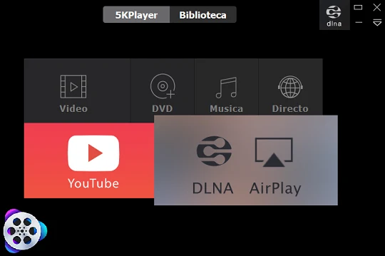 Icono de airplay en app 5kplayer