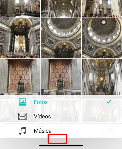 Fotos de un smartphone in la interfaz de la app Nero