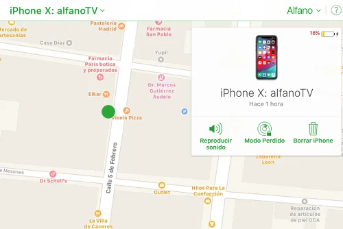 Mapa de localización de iPhone