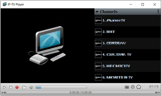Ventana principal de IPTV Player en Windows 