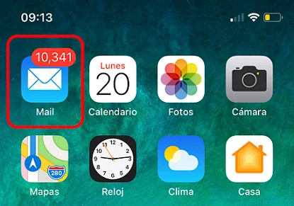 icono de app Mail en un iPhone