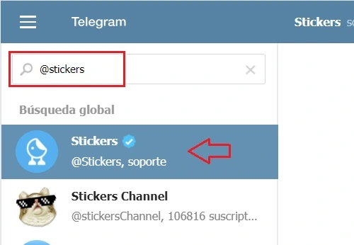Comando stickers en Telegram