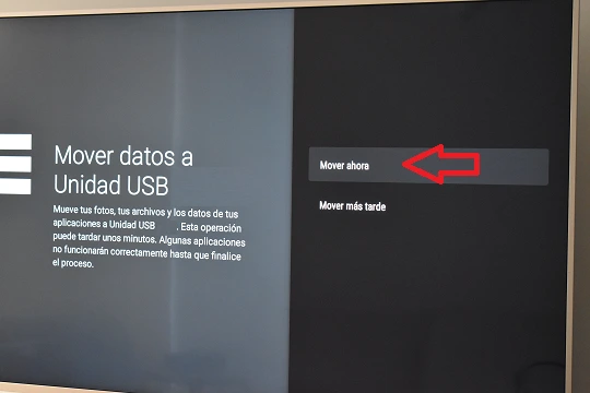Opción para mover datos a unidad USB en Mi Box S