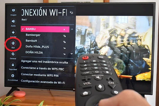 Ventana Conexión wifi en smart tv lg