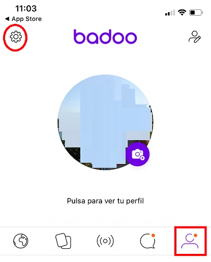 Opción de configuración de Badoo