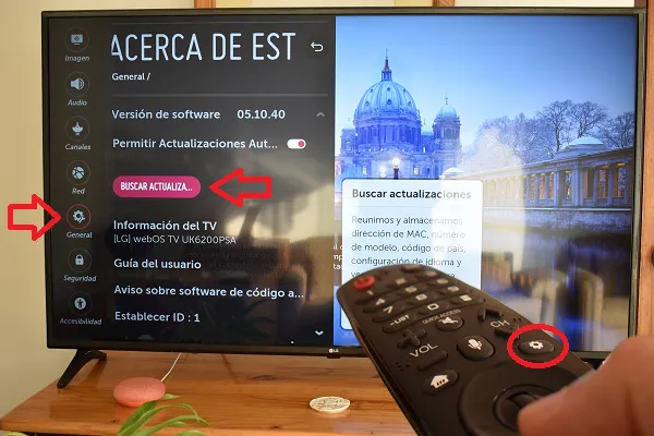 LG Smart TV'de yazılım güncelleme ekranı