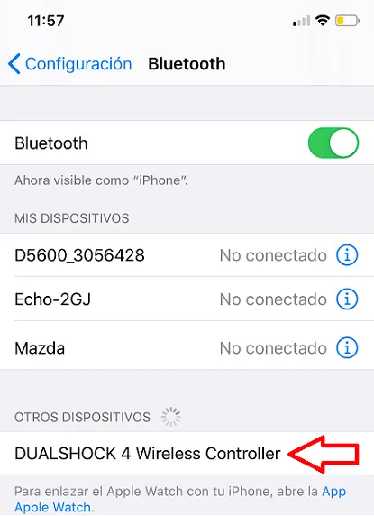 Activación del Bluetooth en un iPhone para vincularlo con el mando de la PS4
