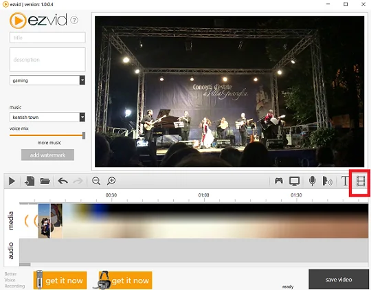 Interfaz del programa Ezvid para la edición de vídeos
