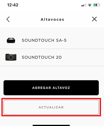 Opción para actualizar un altavoz Bose SoundTouch