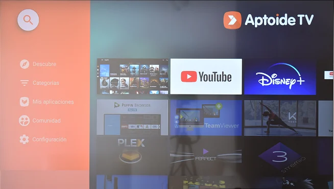 Interfaz de Aptoide en Smart TV Android