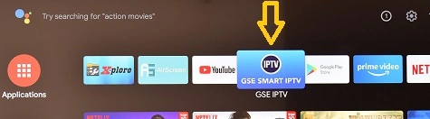 Icono de app GSE Smart IPTV en JVC Android TV