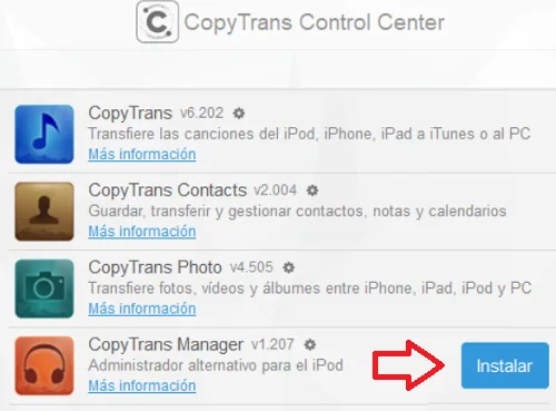 Instalación de CopyTrans Manager