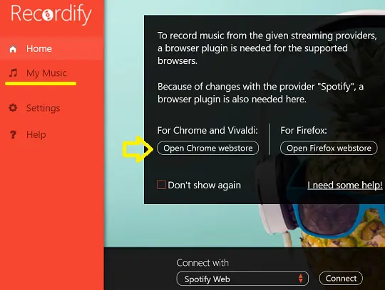 Programa Recordify en Windows