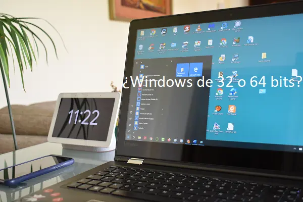 Windows'un 32 veya 6 bit olup olmadığını soran bir metin içeren dizüstü bilgisayar ekranı