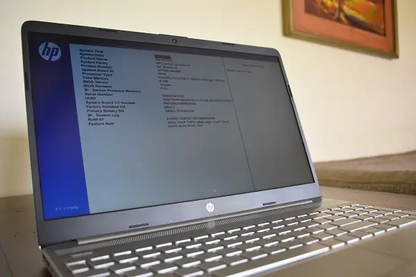 BIOS en computadora portátil HP