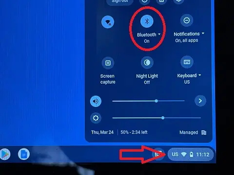 Icono para activar el Bluetooth en Chromebook